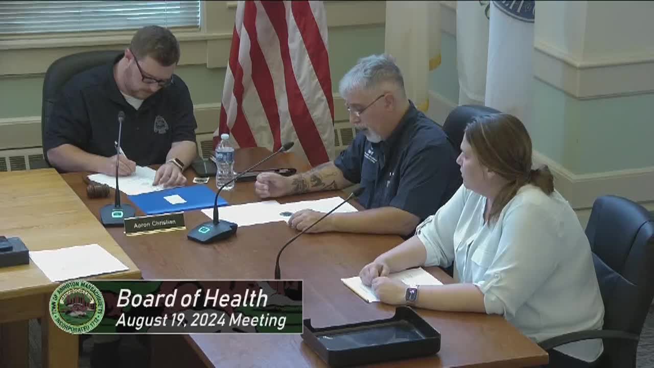 Board of Health; August 19, 2024