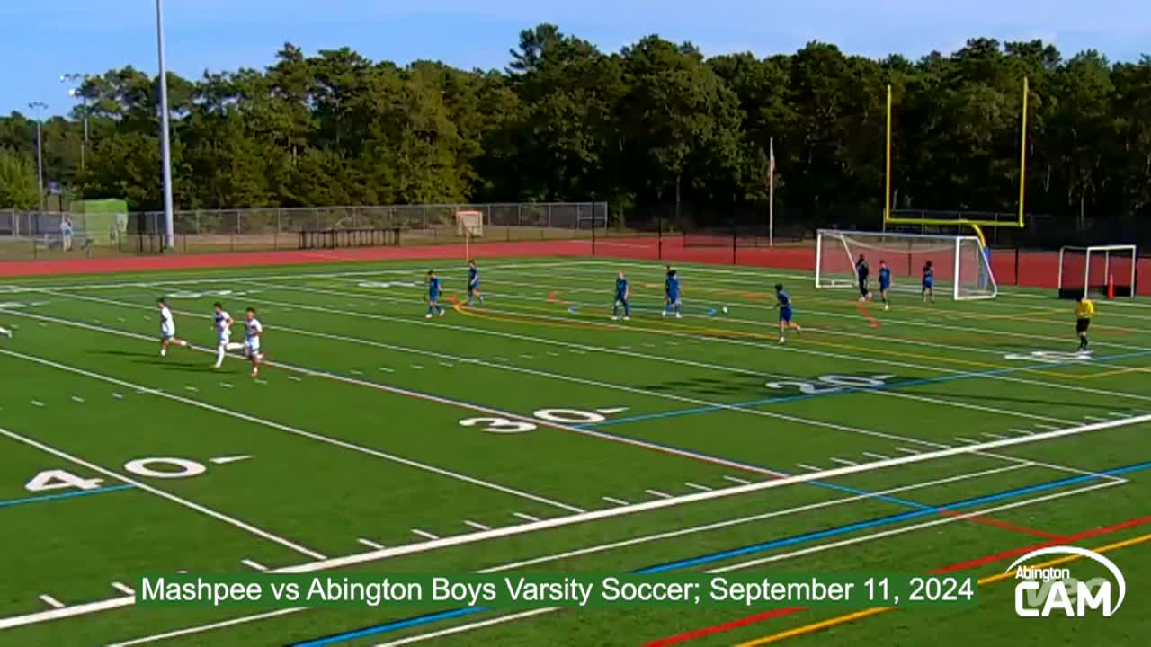 Abington vs Mashpee Falcons Boys Varsity Soccer; September 11, 2024