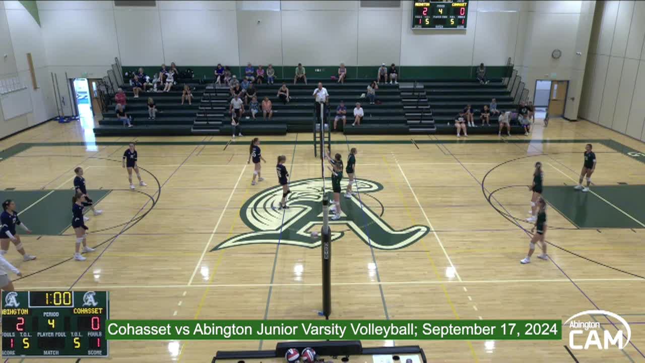 Cohasset Skippers vs Abington; JV Volleyball; September 17, 2024