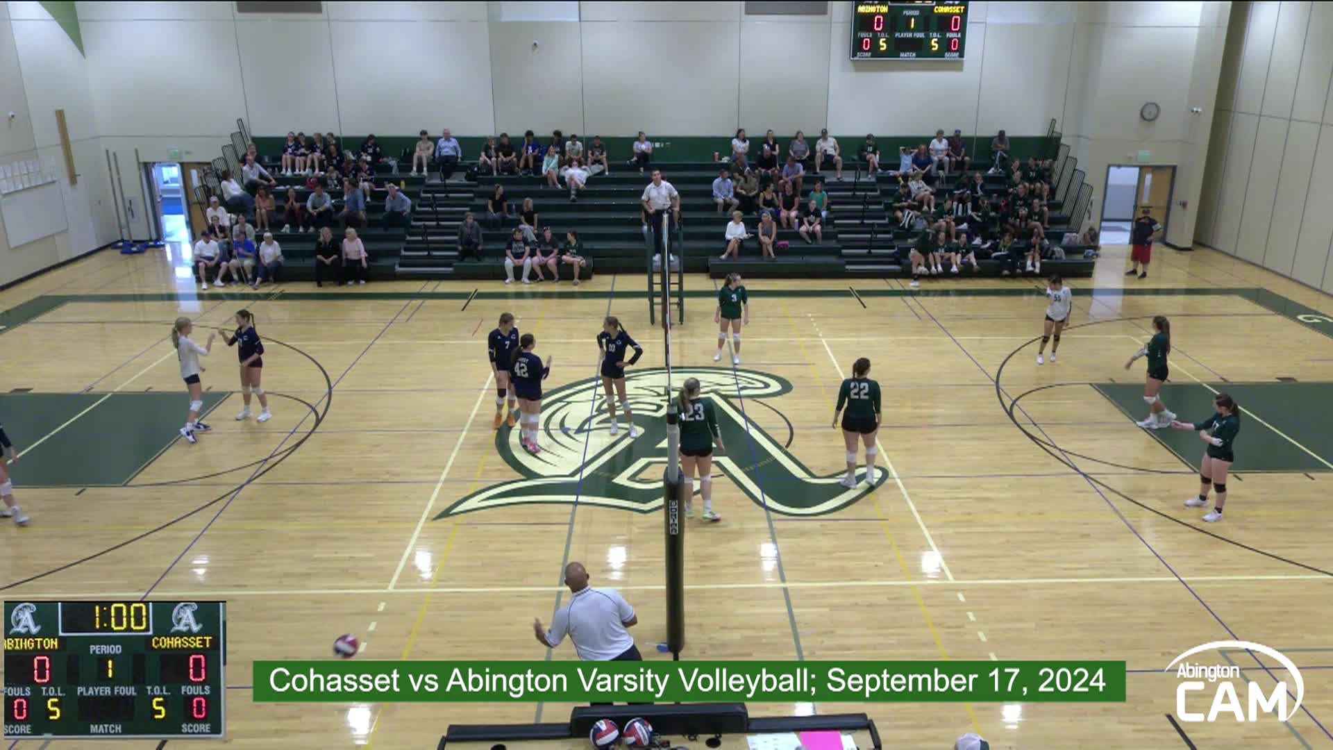 Cohasset Skippers vs Abington Varsity Volleyball; September 17, 2024