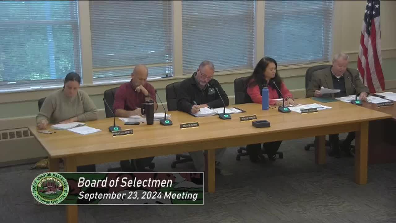Board of Selectmen; September 23, 2024