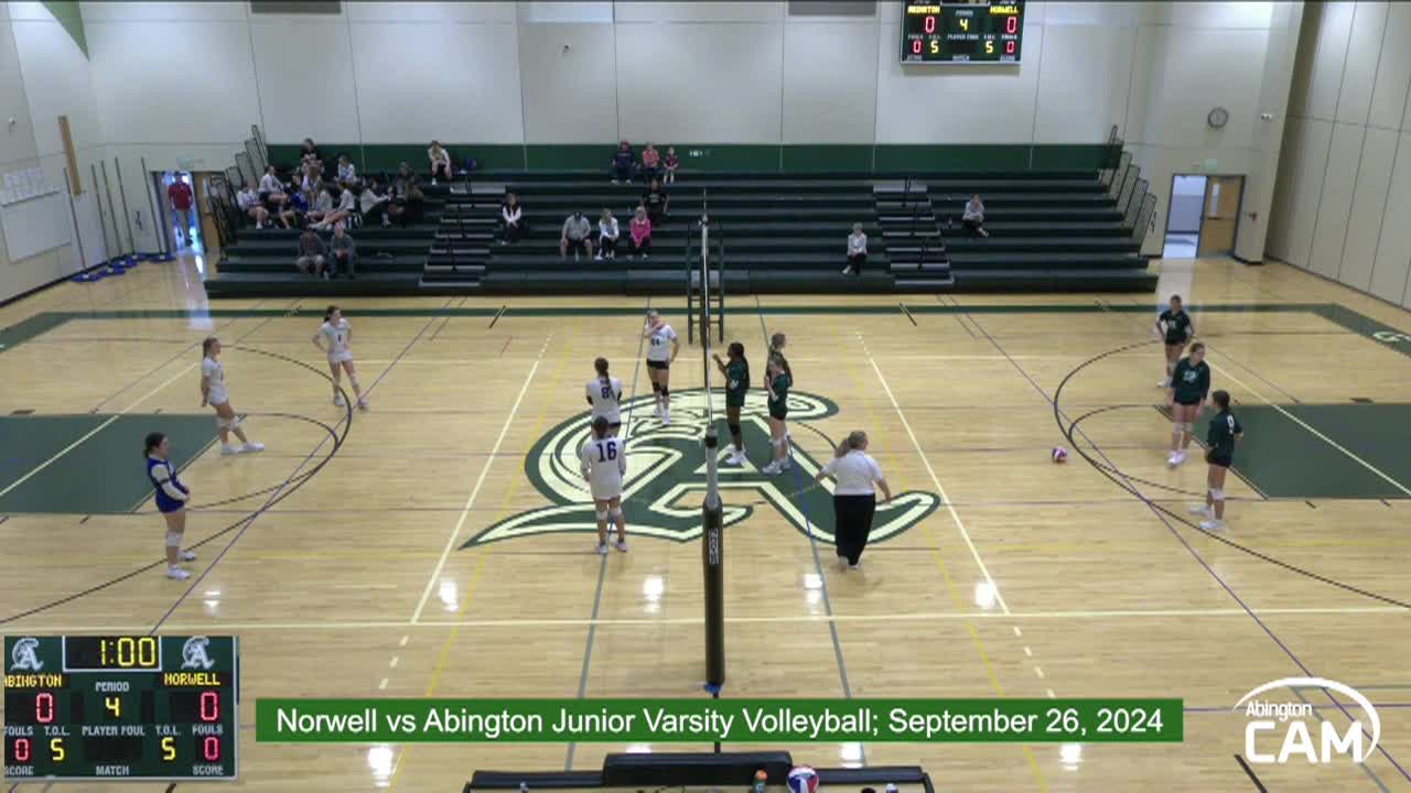 Norwell vs Abington; Junior Varsity Volleyball; September 26, 2024
