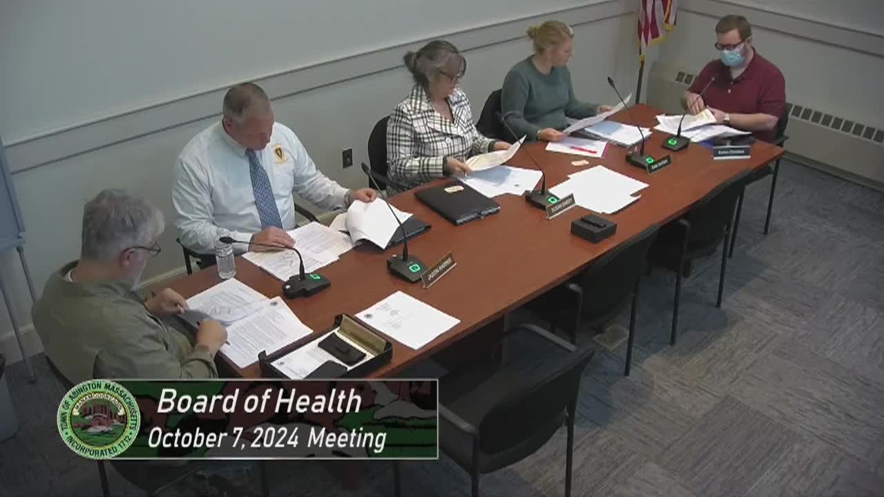 Board of Health; October 7, 2024