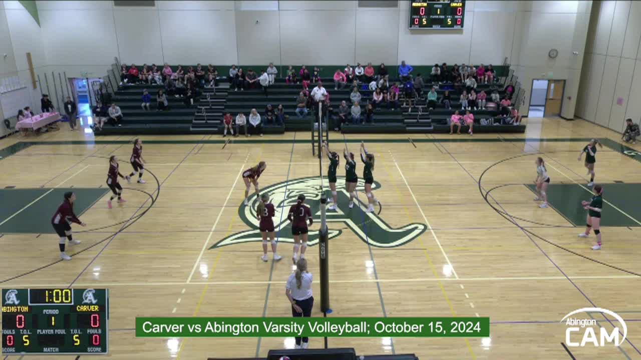 Carver Crusaders vs Abington Varsity Volleyball; October 15, 2024
