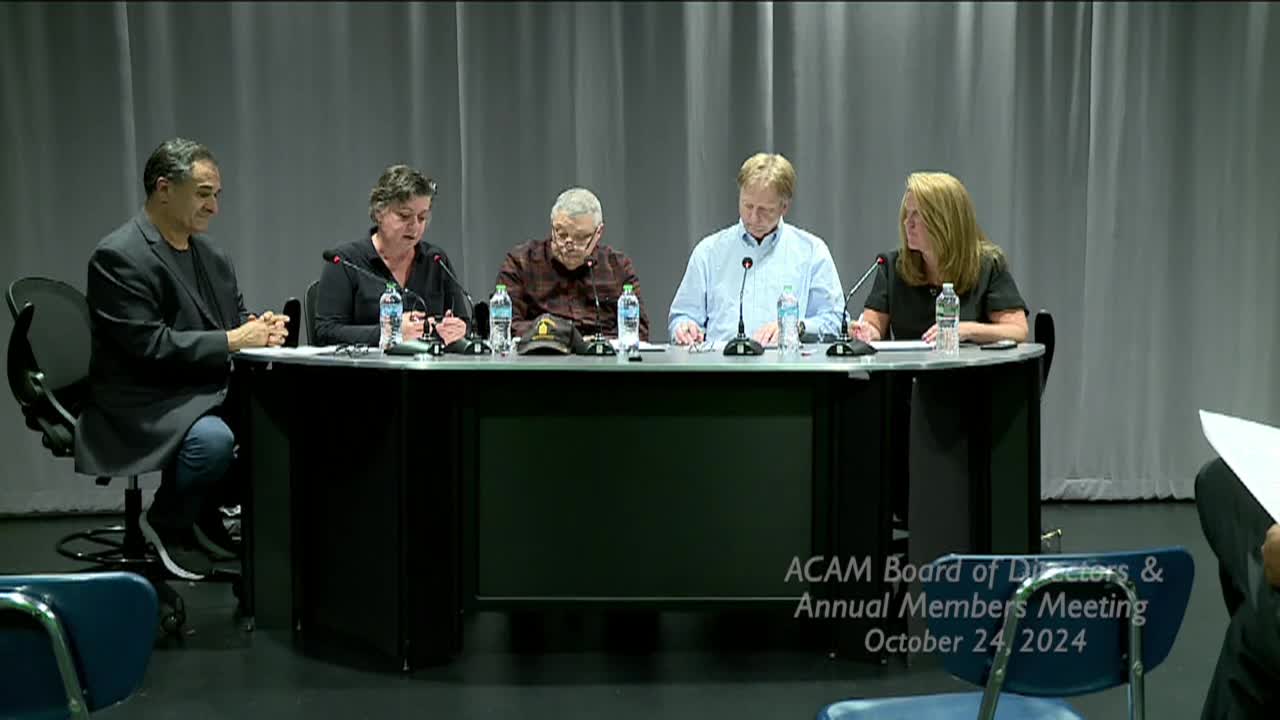 ACAM Board of Directors & Annual Members Meeting; October 24, 2024