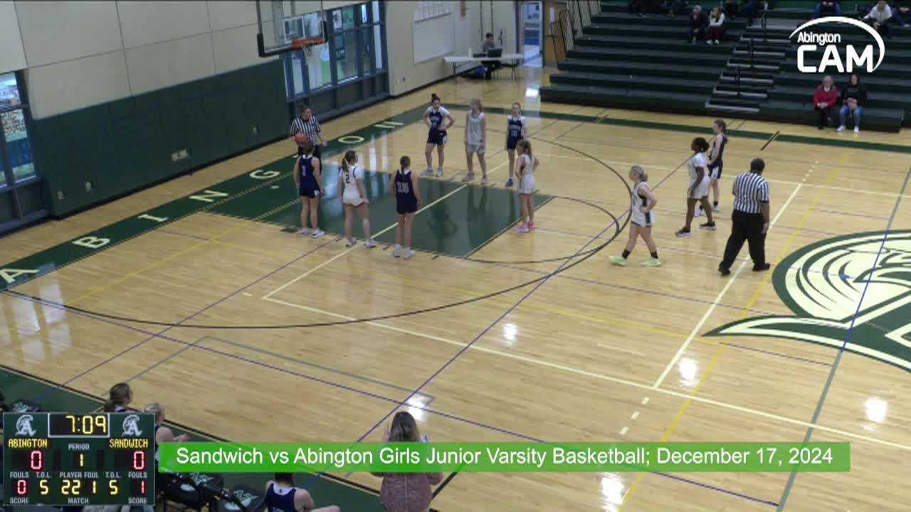 Sandwich Blue Knights vs Abington Girls Junior Varsity Basketball; Dec. 17, 2024