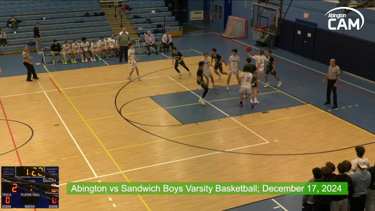 Abington vs Sandwich Boys Varsity Basketball; Dec.17, 2024