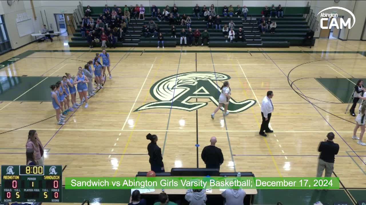 Sandwich vs Abington Girls Varsity Basketball; Dec. 17, 2024
