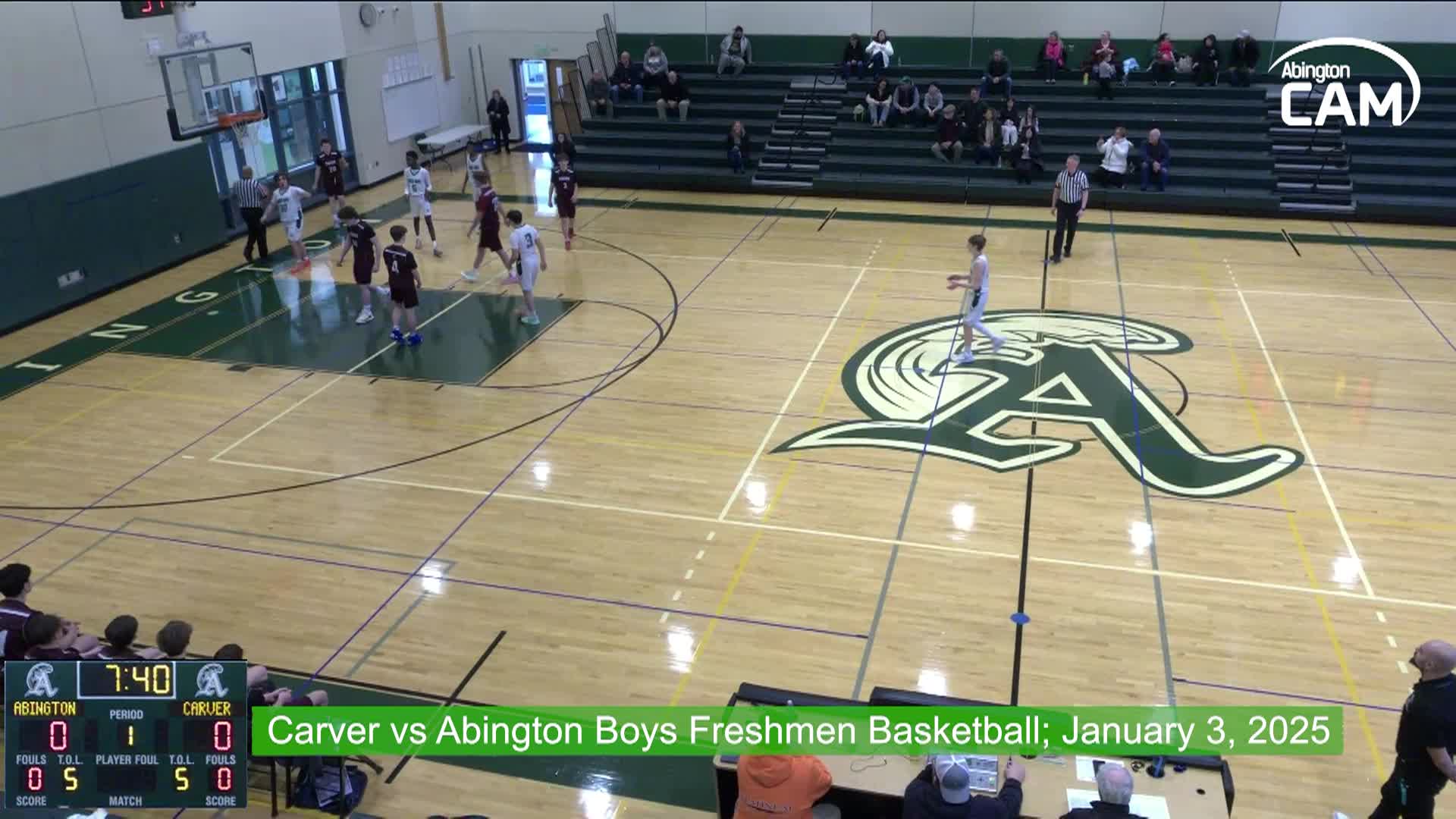 Carver Crusaders vs Abington Boys Freshmen Basketball; Jan. 3