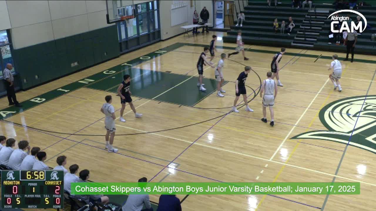 Cohasset Skippers vs Abington Boys Junior Varsity Basketball; Jan. 17, 2025