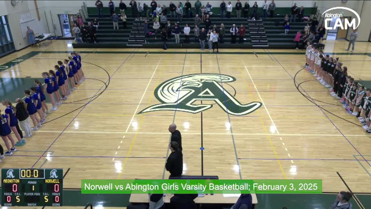 Norwell Clippers vs Abington Girls Varsity Basketball; Feb. 3, 2025