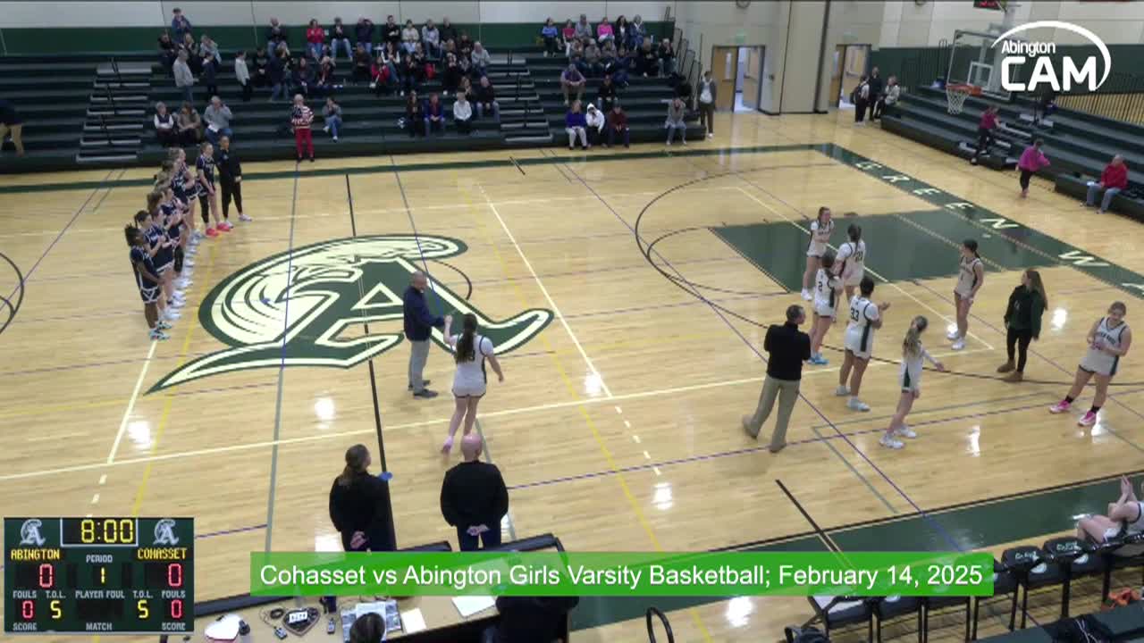 Cohasset Skippers vs Abington Girls Varsity Basketball; Feb. 14, 2025