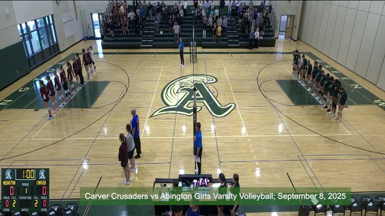 Carver Crusaders vs Abington Girls Varsity Volleyball; Sep. 8, 2025