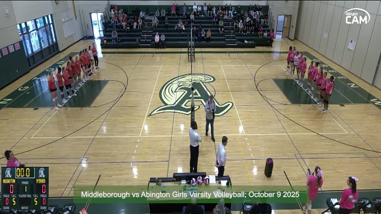 Middleborough Sachems vs Abington Girls Varsity Volleyball; Oct. 9, 2025