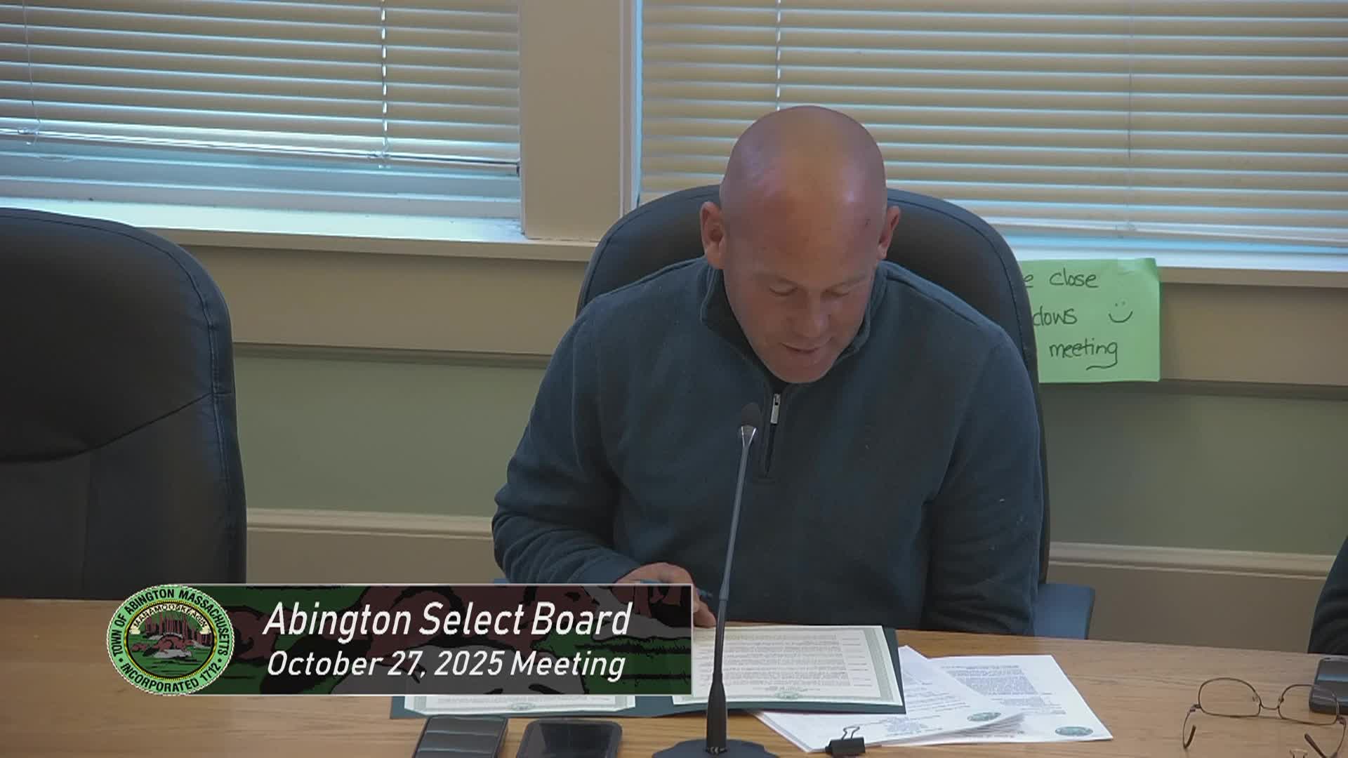 Abington Select Board; October 27, 2025
