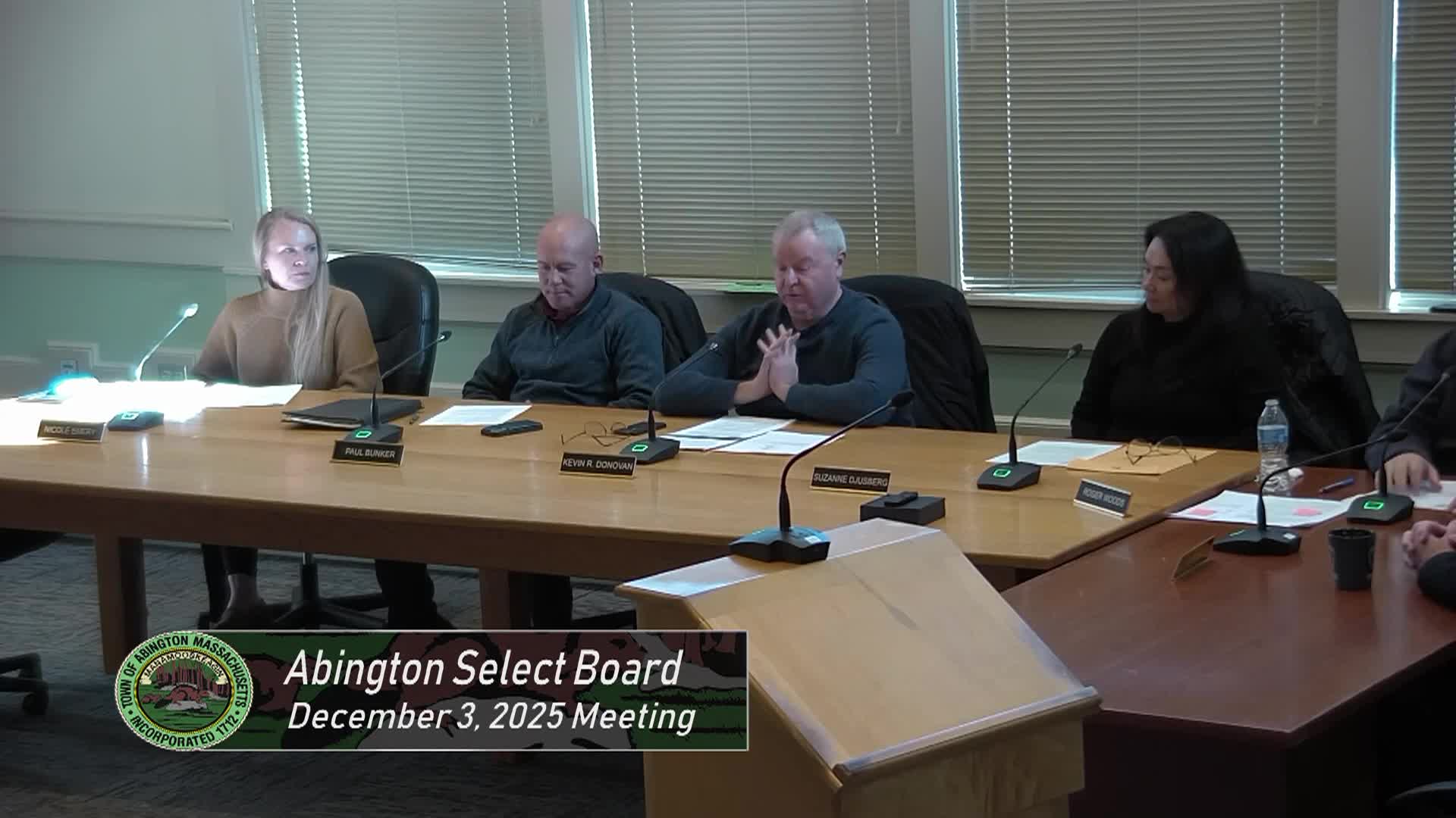 Abington Select Board; December 3, 2025