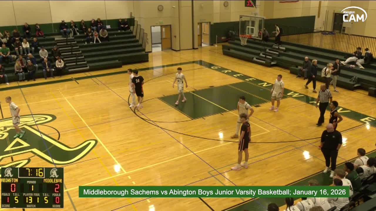 Middleborough Sachems vs Abington Boys JV Basketball; Jan. 16, 2026