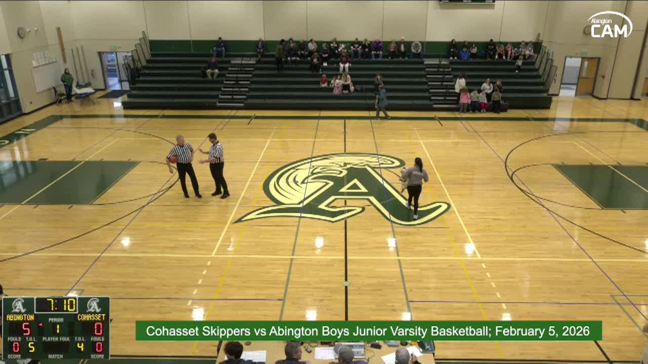 Cohasset Skippers vs Abington Boys JV Basketball; Feb 5, 2026
