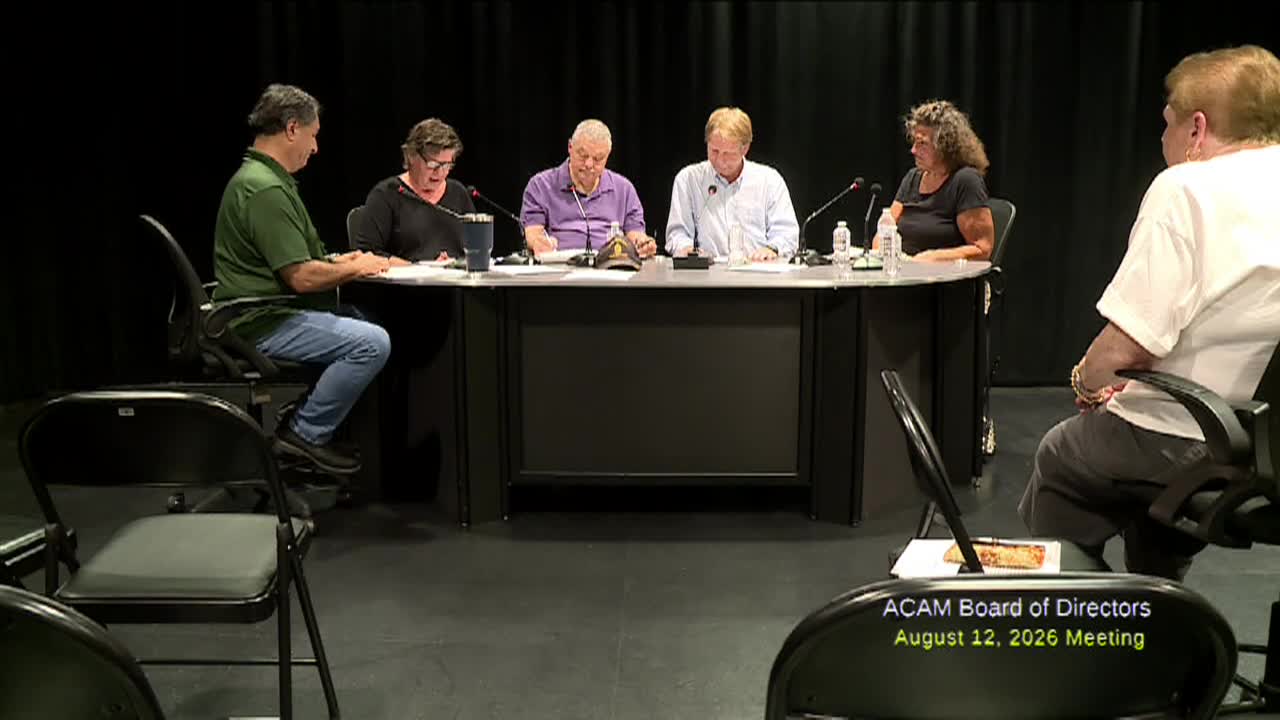 ACAM Board of Directors Meeting; Aug. 12, 2026