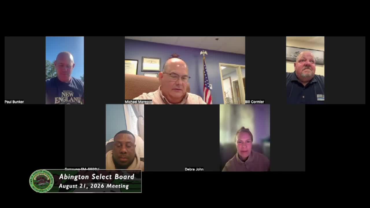 Abington Select Board; Aug. 21, 2026