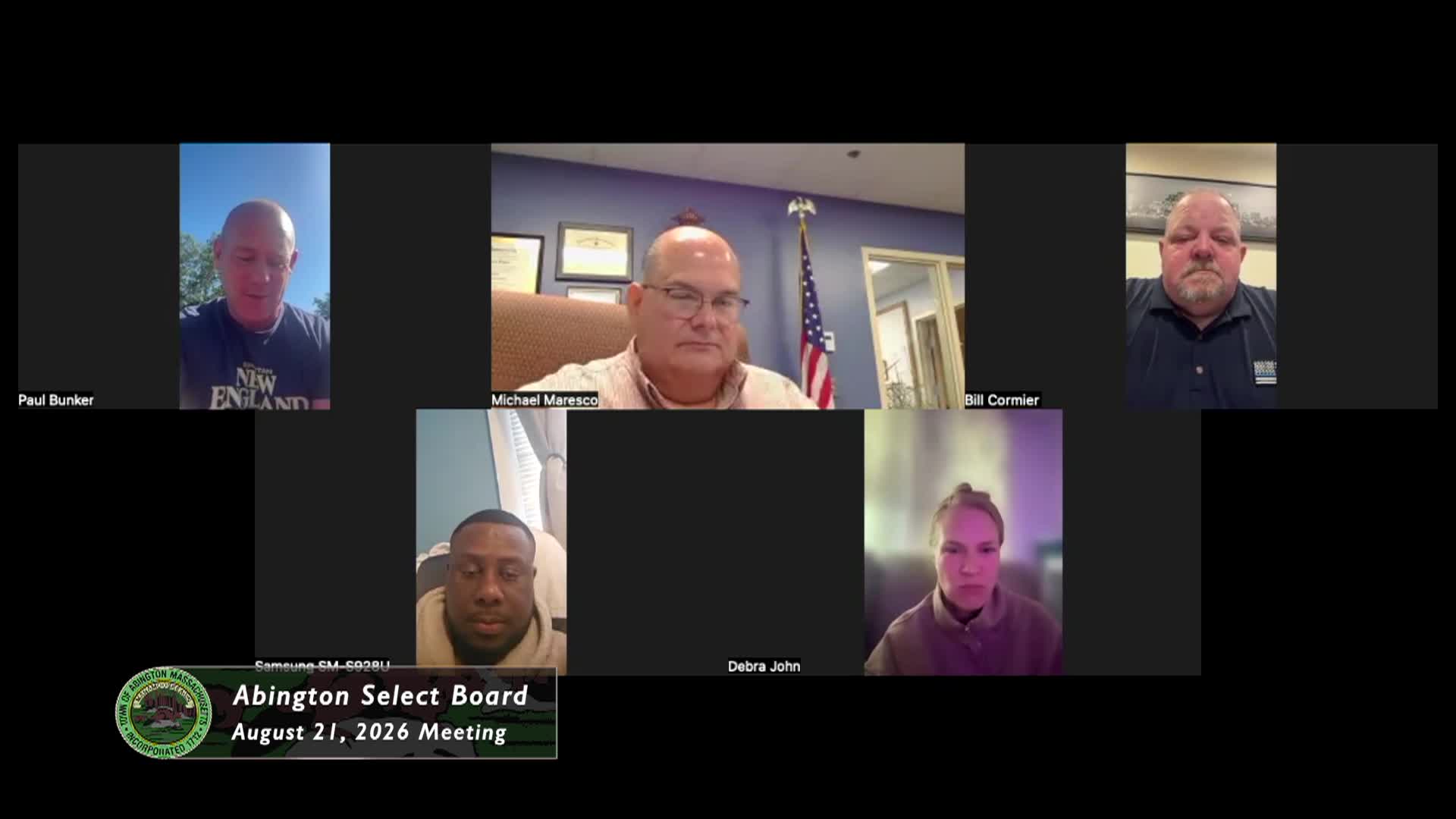 Abington Select Board; August 21, 2026