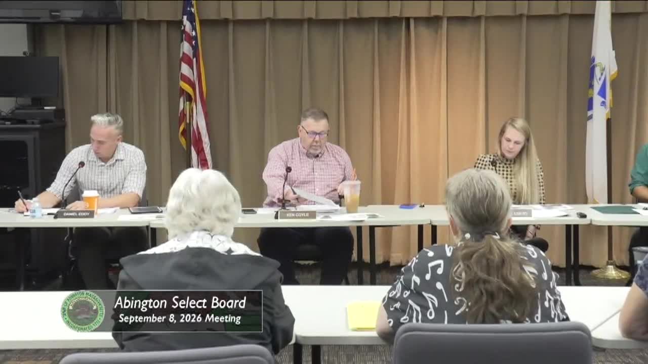 Abington Select Board; Sept. 8, 2026