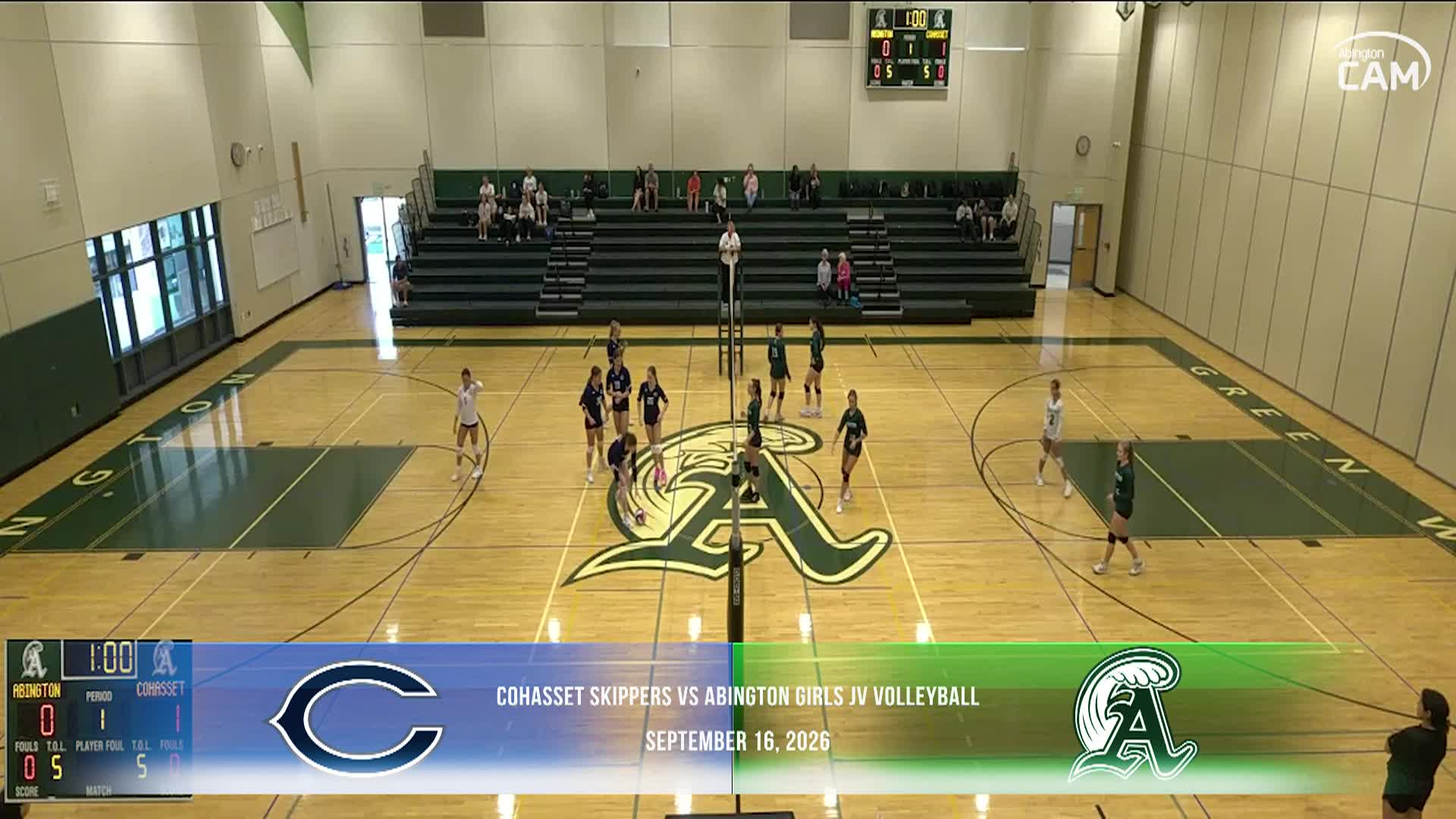Cohasset Skippers vs Abington Girls JV Volleyball; Sept. 16, 2026