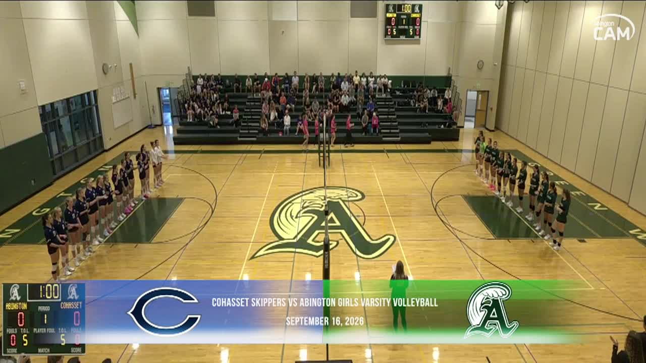 Cohasset Skippers vs Abington Girls Vars. Volleyball; Sept. 16, 2026