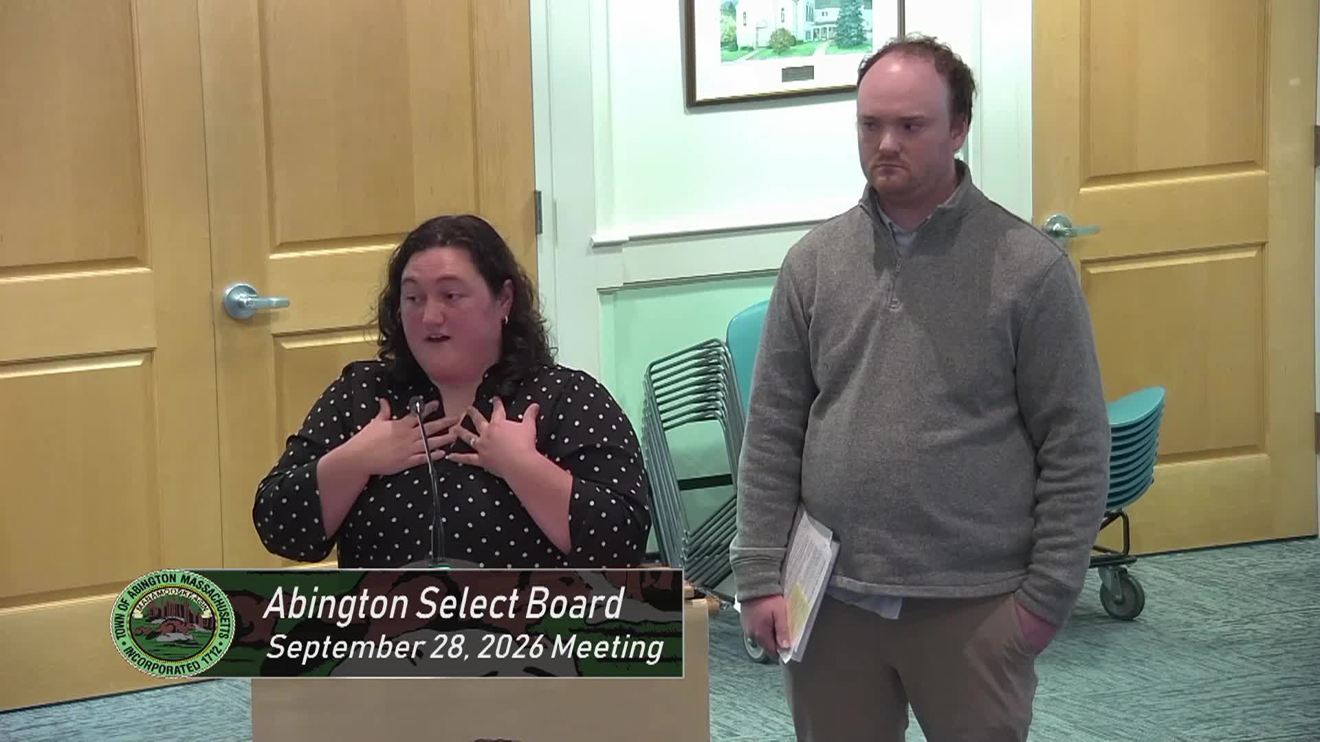 Abington Select Board; September 28, 2026