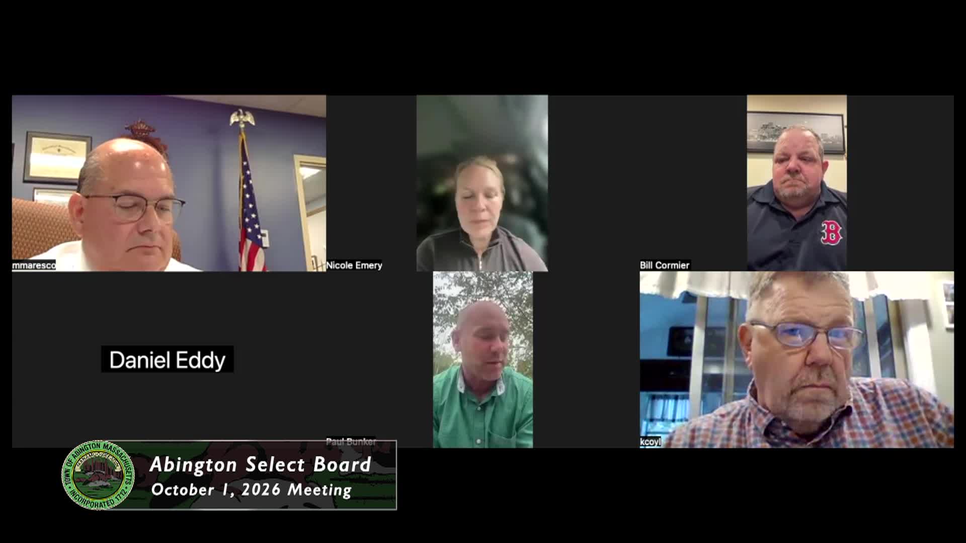 Abington Select Board; October 1, 2026