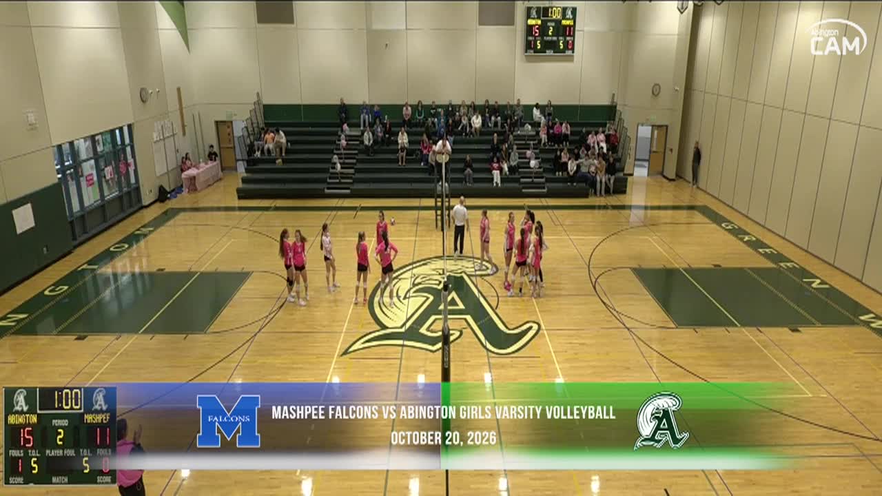Mashpee Falcons vs Abington Girls Vars. Volleyball; Oct. 20 2026